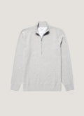 Sweat-shirt homme semi-zippé en molleton gris chiné