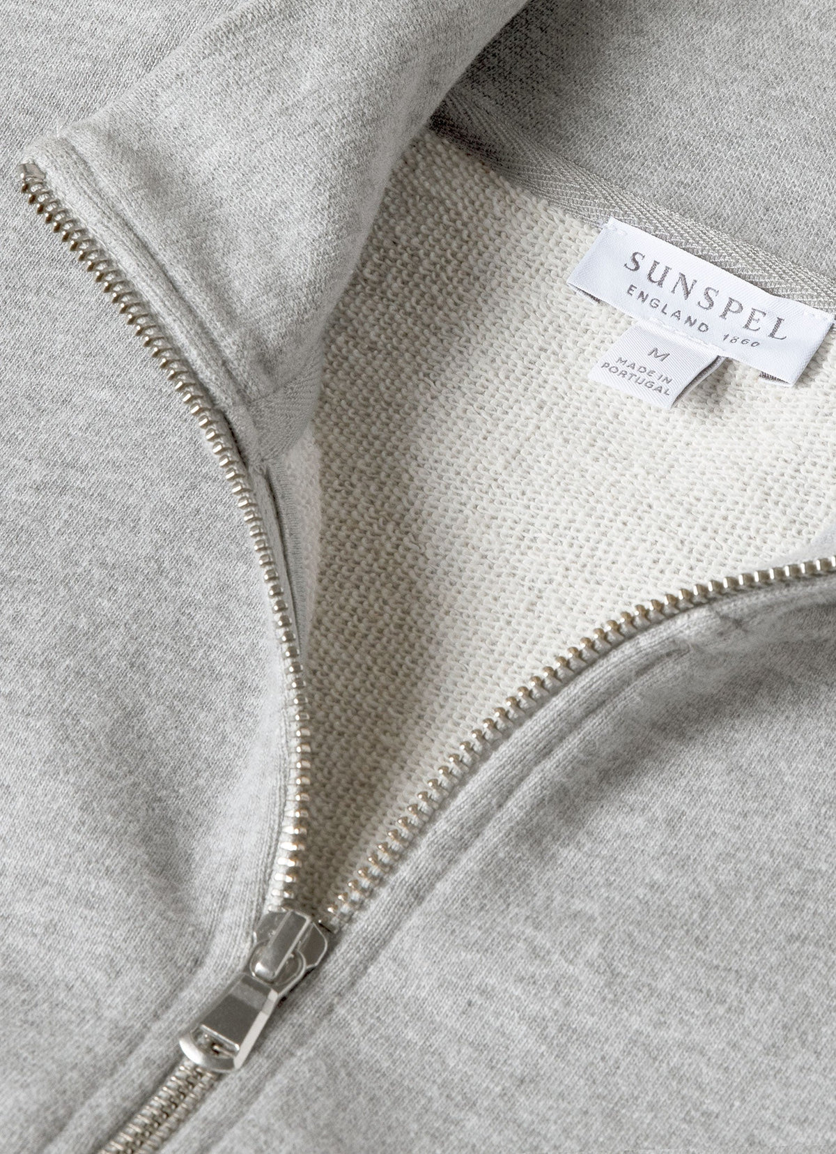 Sweat-shirt homme semi-zippé en molleton gris chiné