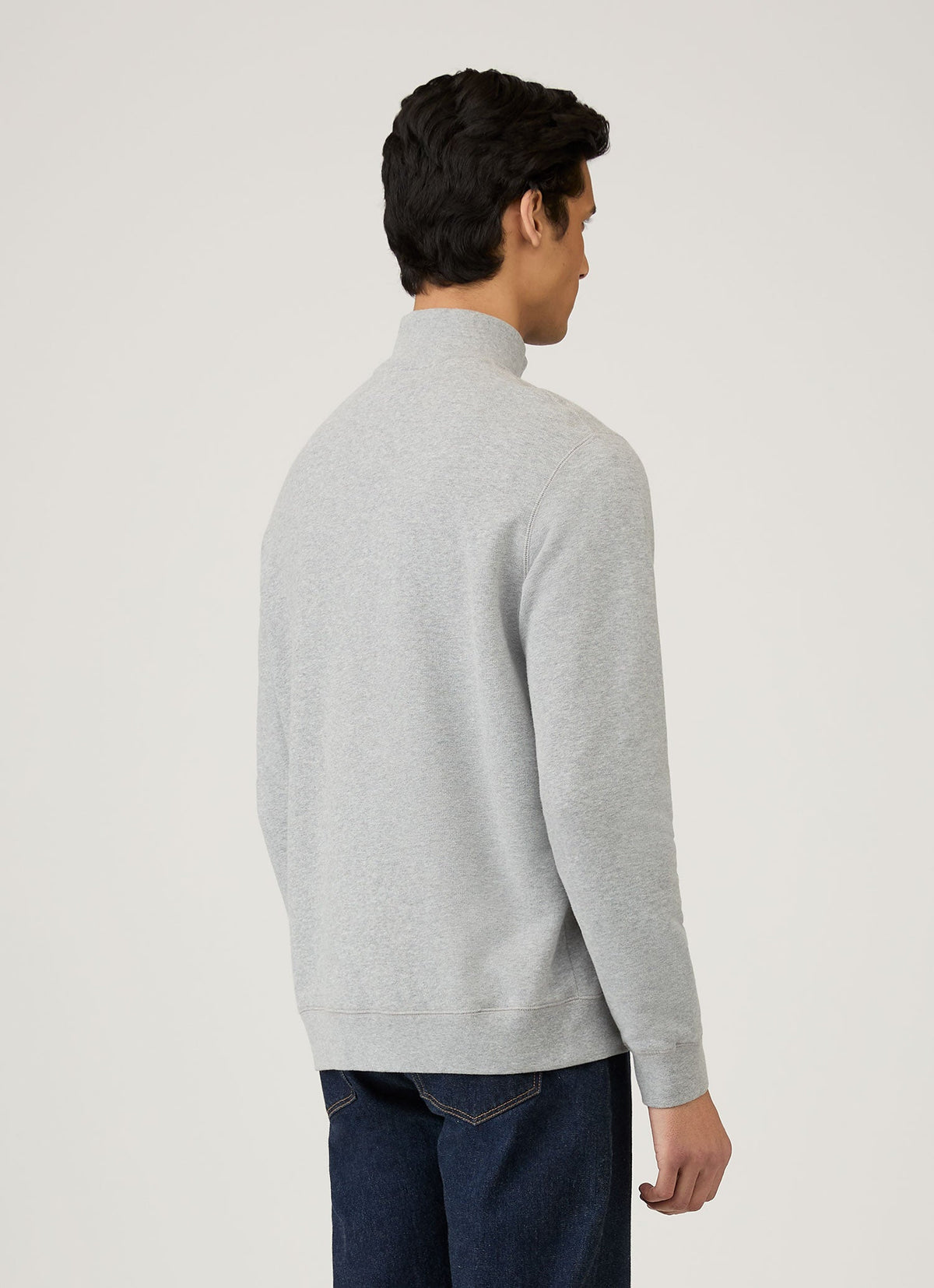 Sweat-shirt homme semi-zippé en molleton gris chiné