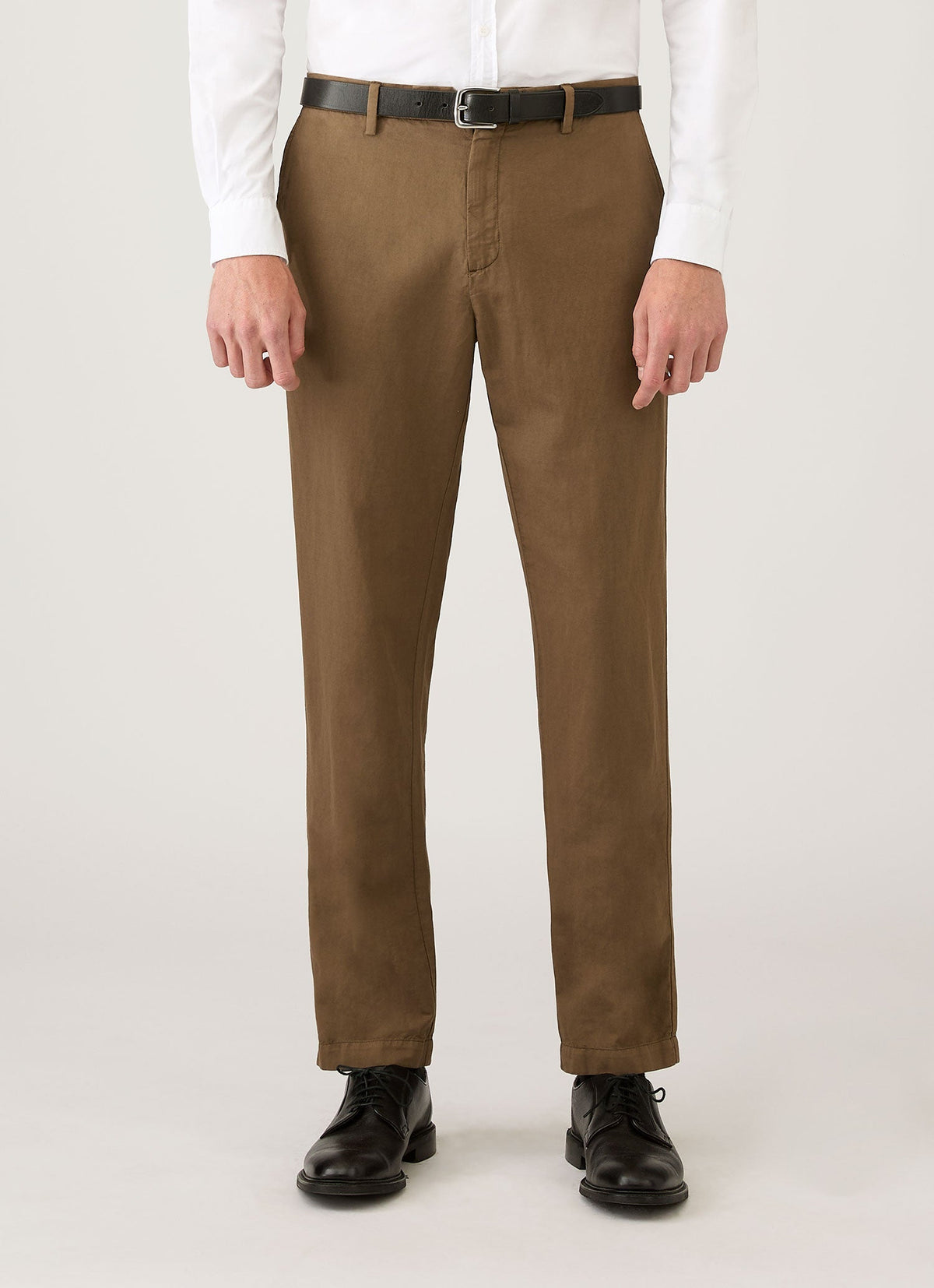 Pantalon homme en coton et lin couleur Cèdre foncé