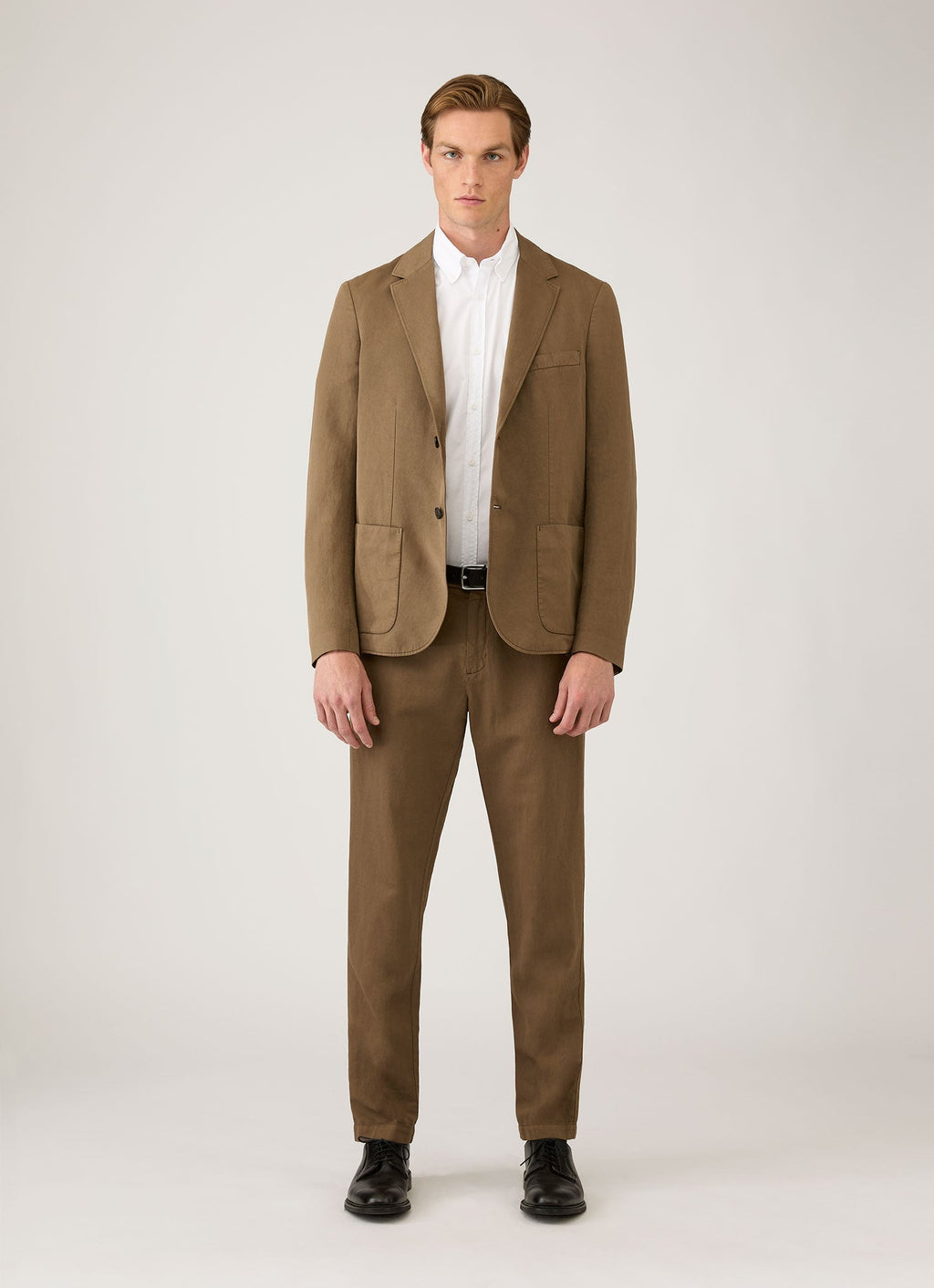 Pantalon homme en coton et lin couleur Cèdre foncé