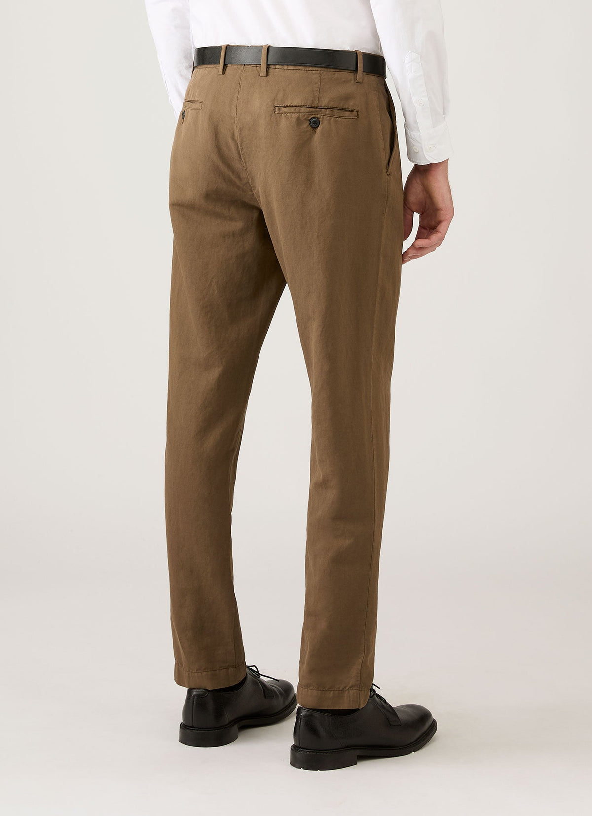 Pantalon homme en coton et lin couleur Cèdre foncé