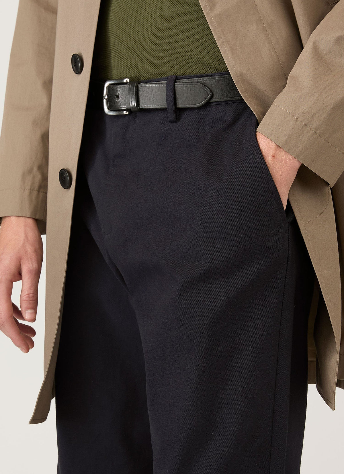 Pantalon en gabardine de coton marine pour homme