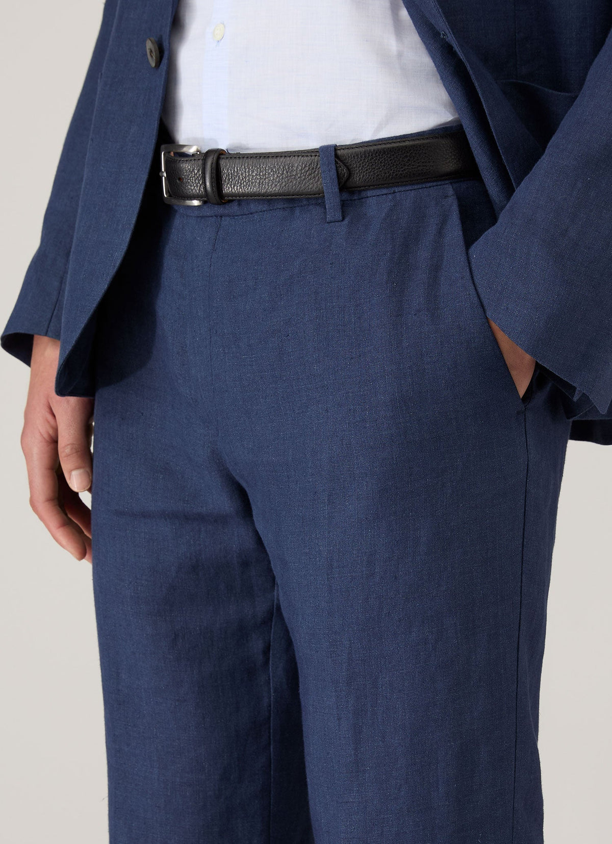 Pantalon en lin pour homme bleu marine clair
