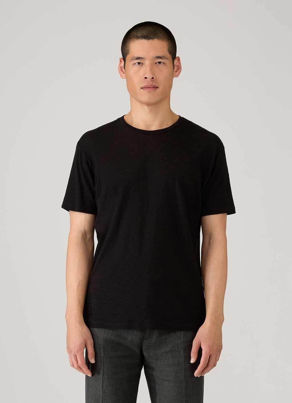 T-shirt en lin et coton pour homme - Noir
