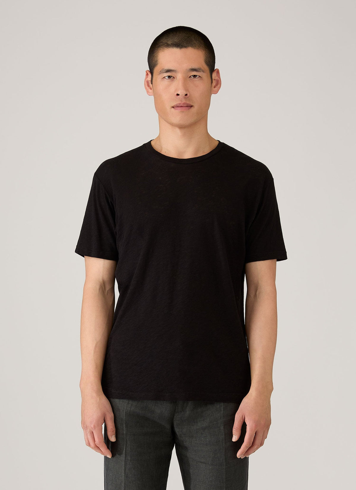 T-shirt en lin et coton pour homme - Noir