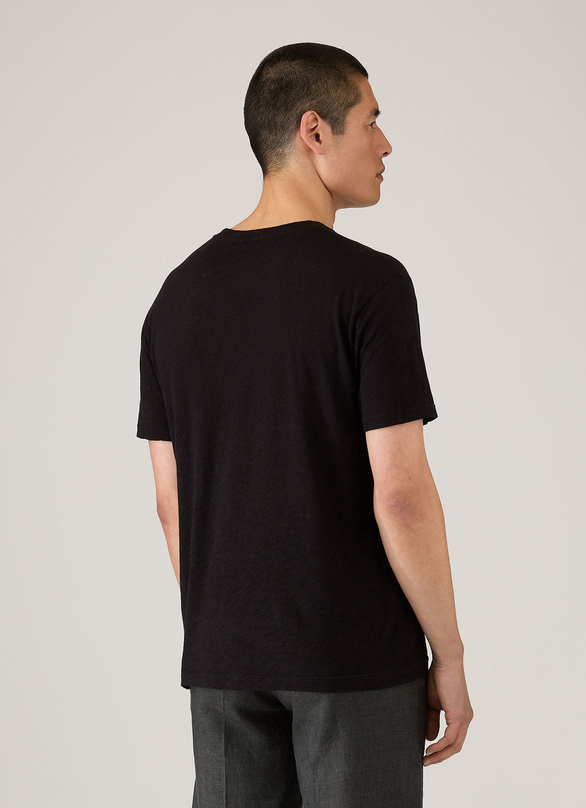 T-shirt en lin et coton pour homme - Noir