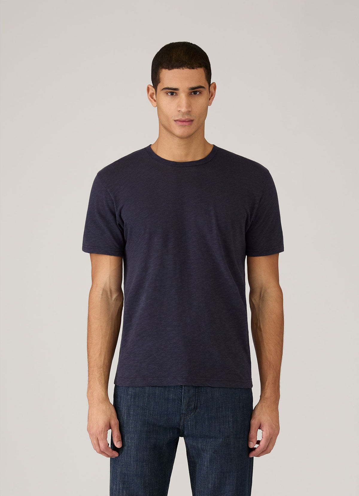 T-shirt Homme en Coton et Lin Bleu Marine