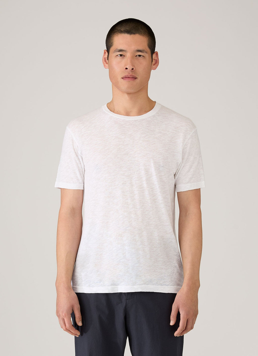 T-shirt Homme en Coton et Lin Blanc
