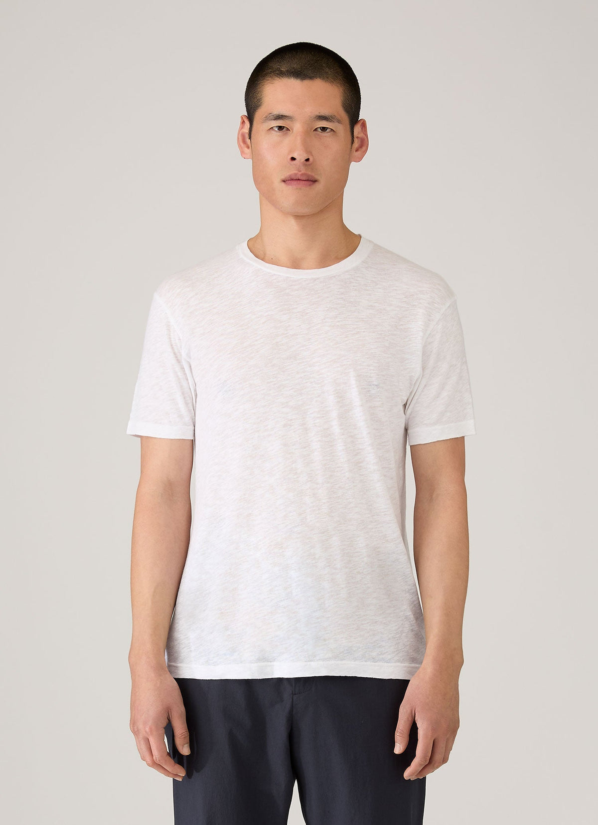 T-shirt Homme en Coton et Lin Blanc