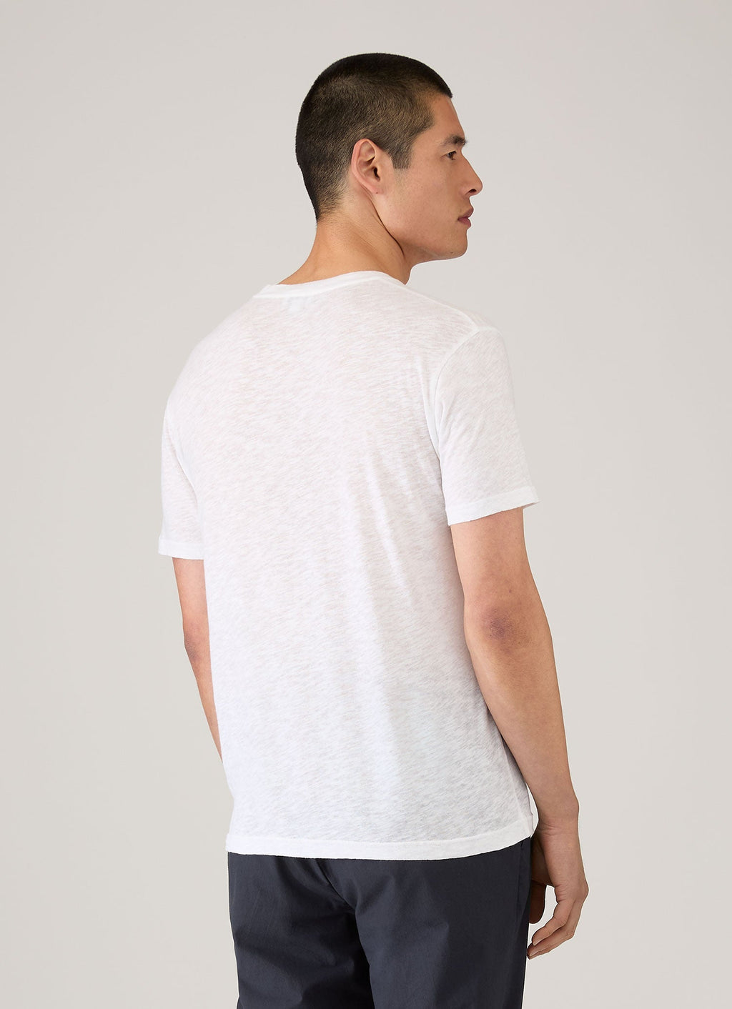 T-shirt Homme en Coton et Lin Blanc