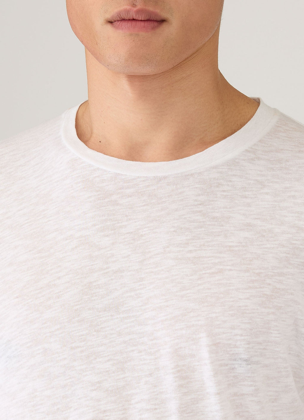 T-shirt Homme en Coton et Lin Blanc