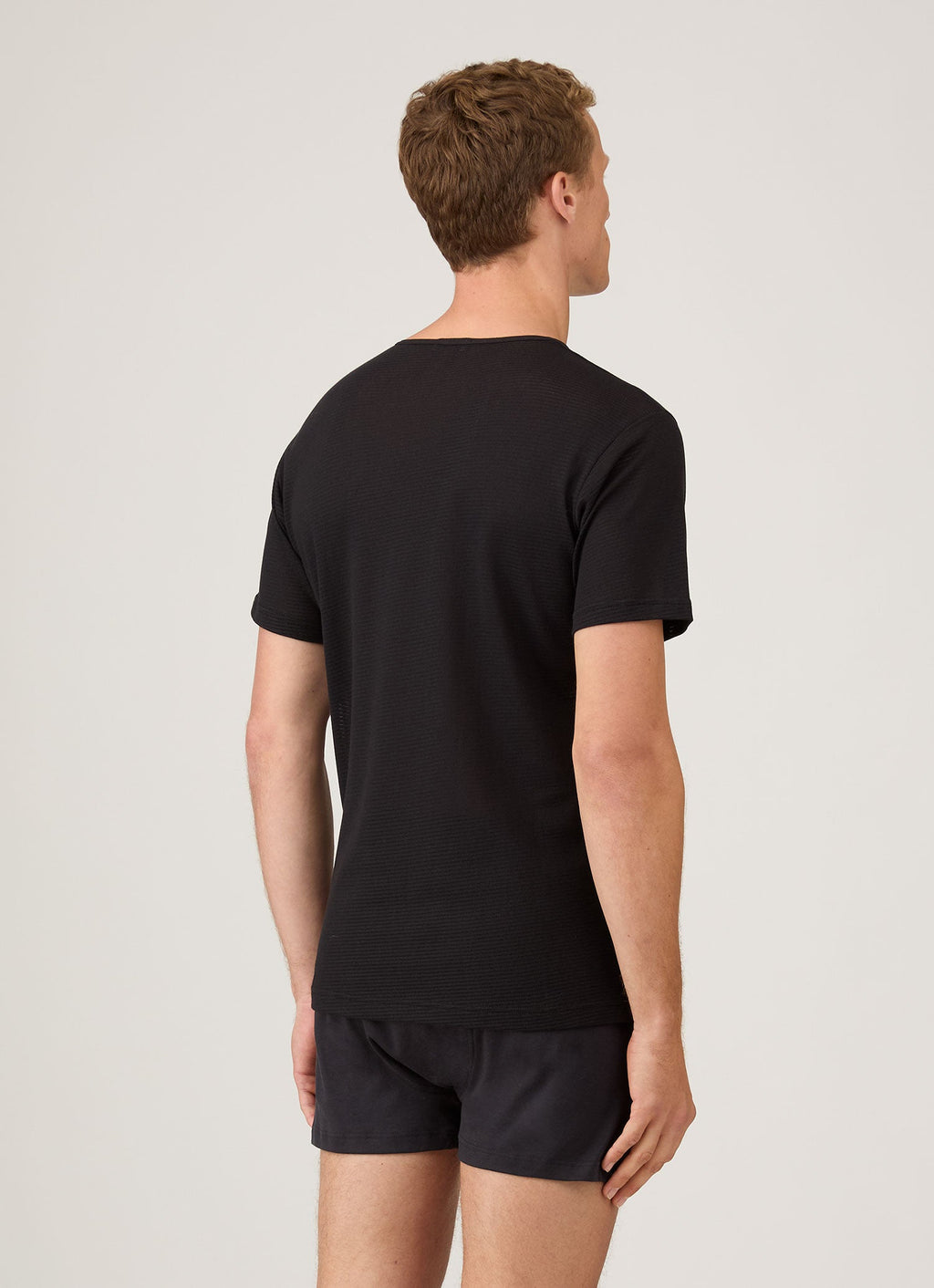 T-shirt noir en coton cellulaire pour homme