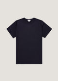 T-shirt en maille de coton Sea Island pour homme, coloris bleu marine clair