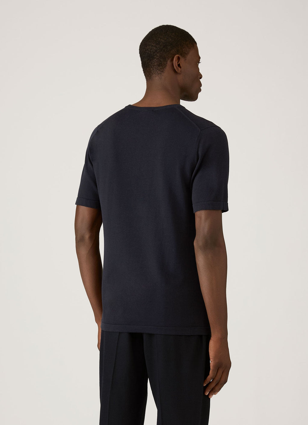 T-shirt en maille de coton Sea Island pour homme, coloris bleu marine clair