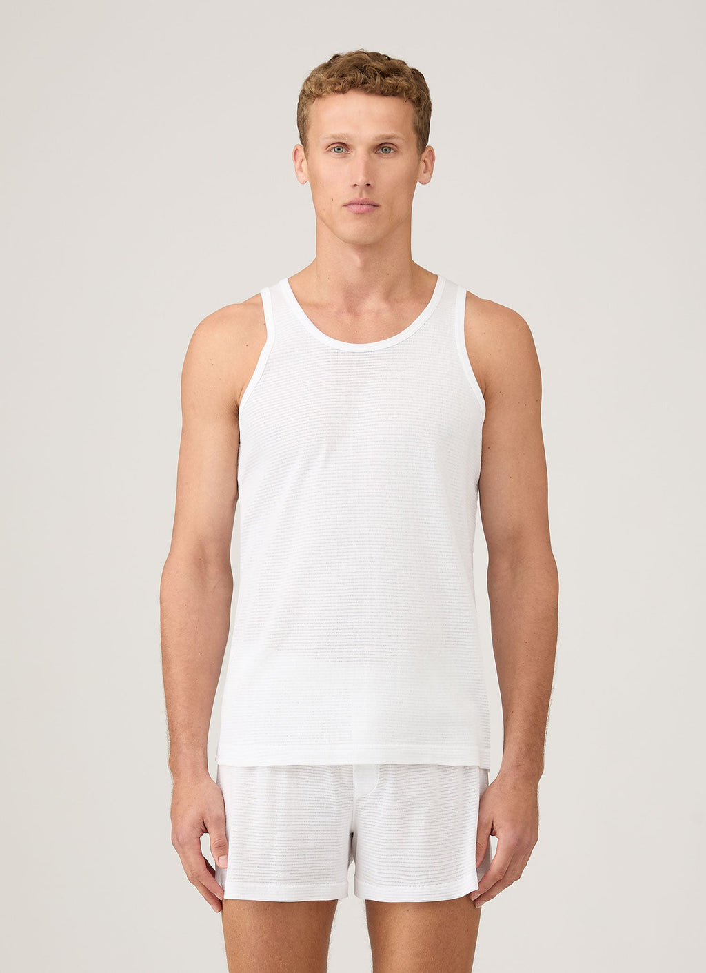 Débardeur pour homme en coton cellulaire blanc