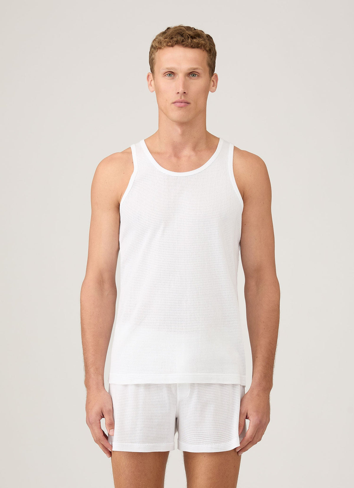 Débardeur pour homme en coton cellulaire blanc